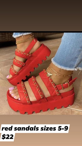 red platform sandal